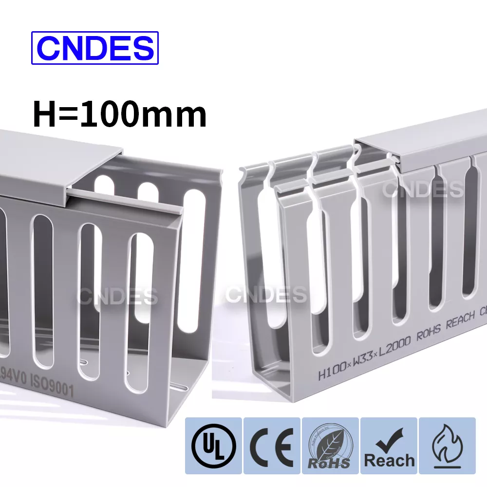 ຄວາມສູງ 100mm ເປີດສະລັອດຕິງ PVC Enclosure Wiring Duct