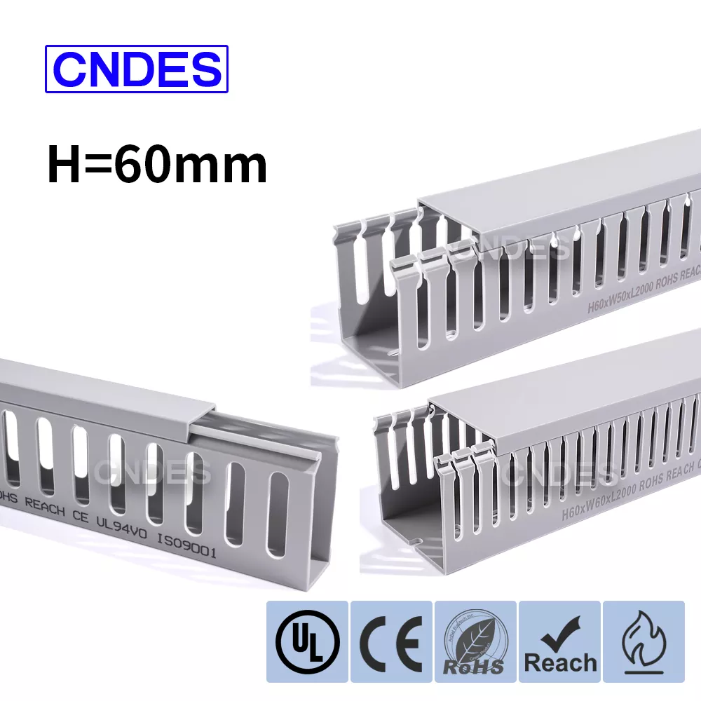 ຄວາມສູງ 60mm Grey Slotted ສາຍ PVC Duct