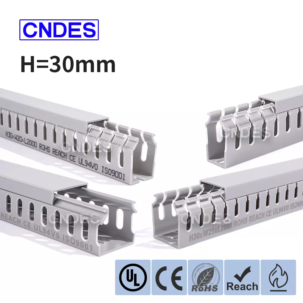 ຄວາມສູງ 30mm Slotted PVC Cable Management Duct